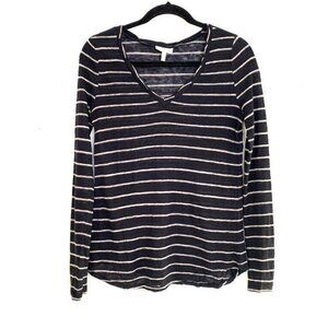 Joie Size XS Rishy B Shirt Black Striped Linen Top